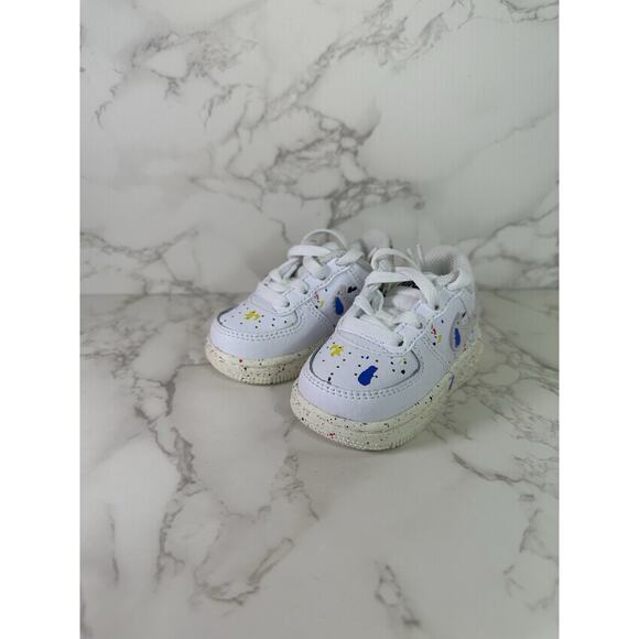 Nike Air Force 1 Paint Splatter - White' Youth Shoes DJ2600-100 Kids Size 3c - Picture 1 of 7
